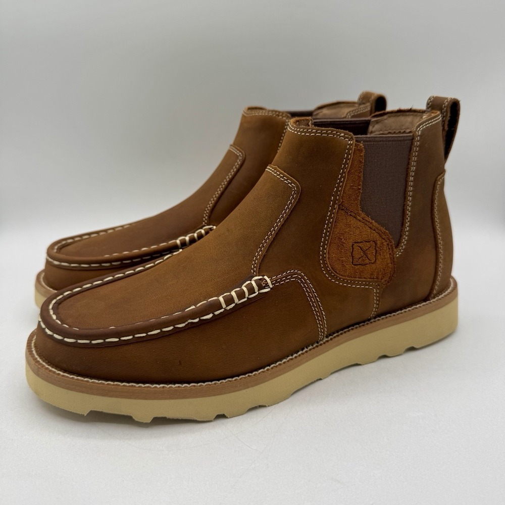 Twisted X Chelsea Wedge Boots Men's Size 9 M Brown Leather Soft Toe